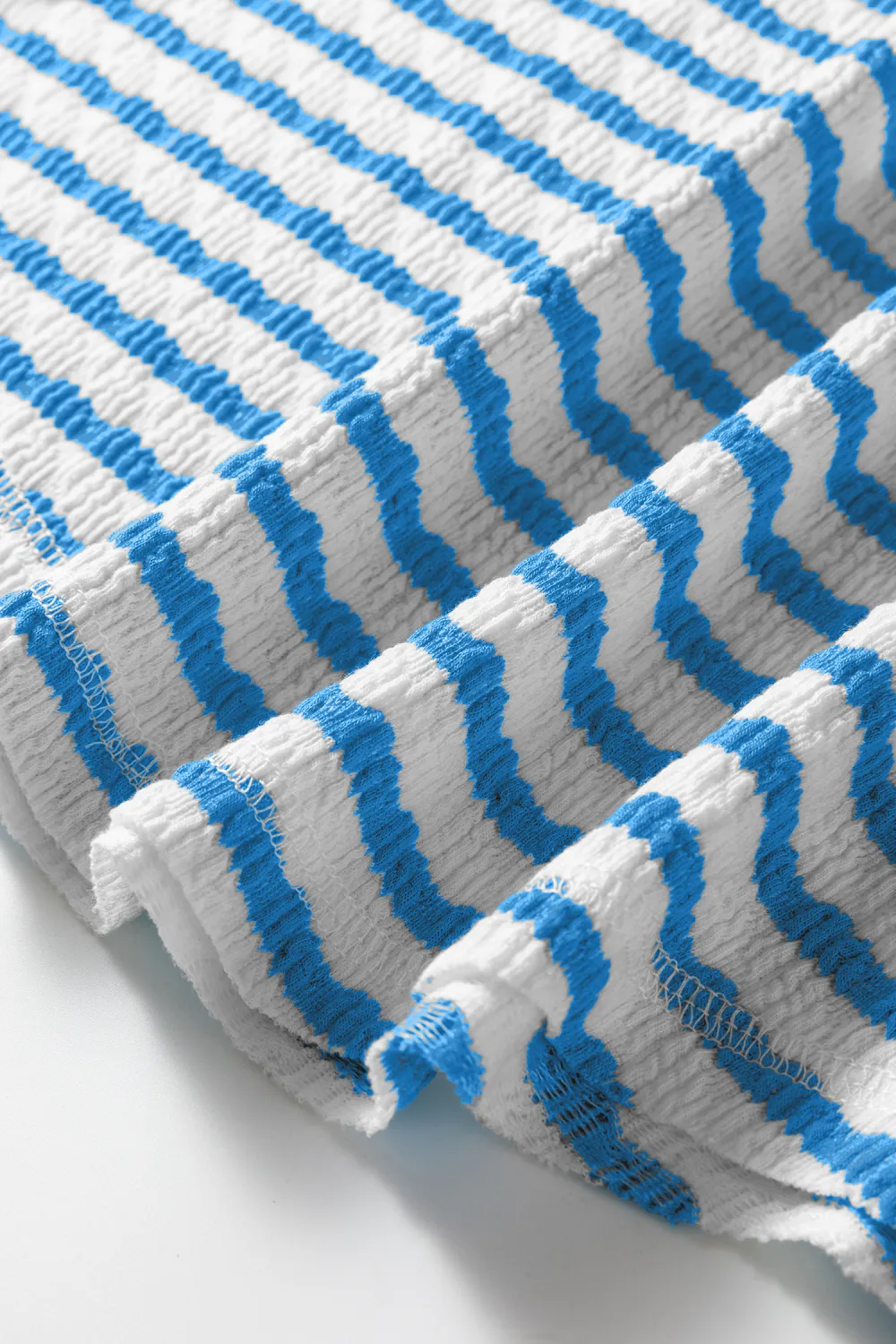 Blue Stripe Textured Short Sleeve Tee