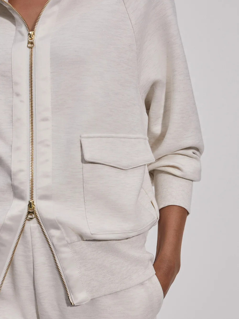 Classic Full-Zip Stand-Collar Pocketed Sweatshirt