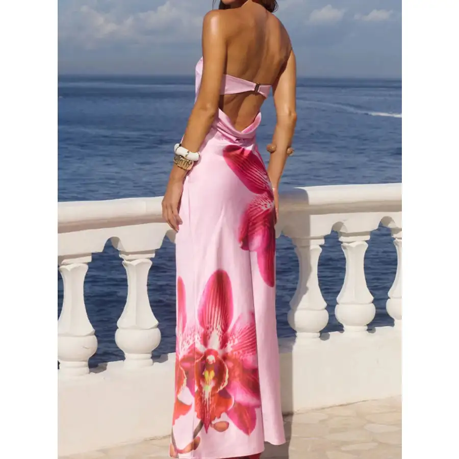 Relaxed Printed Tube Maxi Dress