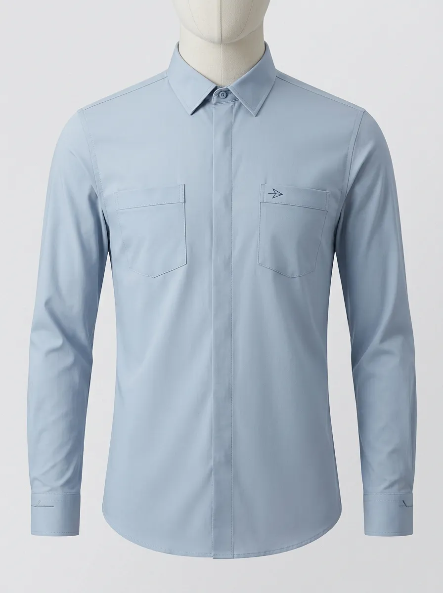 Men's Non-Iron Cotton Arrow Logo Printed Long Sleeve Shirt