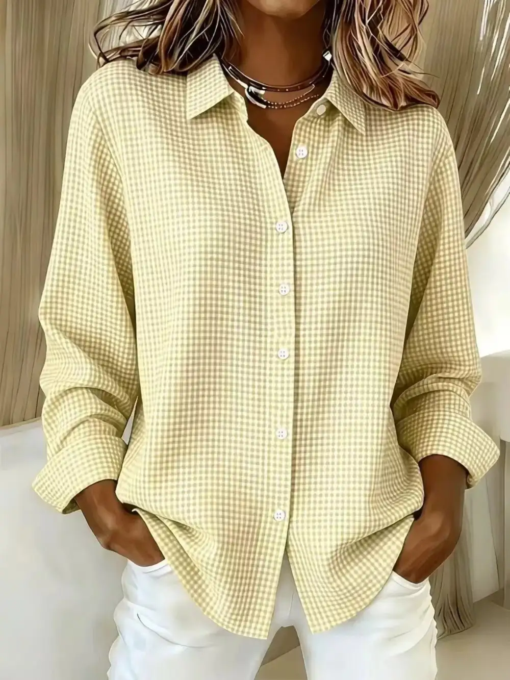 Button-up Long Sleeve Plaid Shirt
