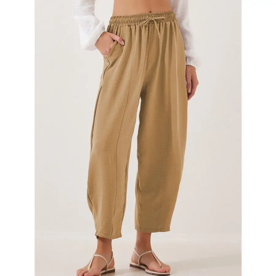Full Size Drawstring Cropped Jogger Pants Plus Size