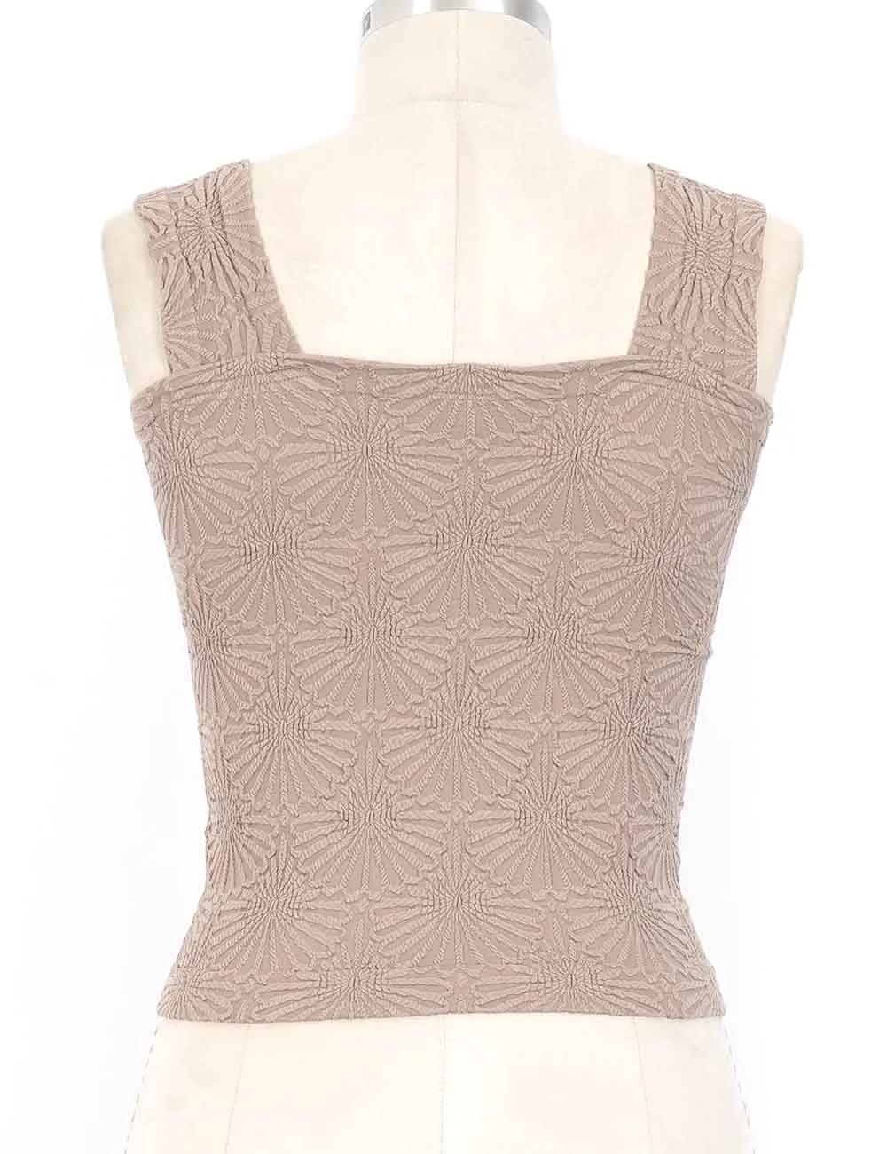 Pattern Square Neck Crop Tank Top