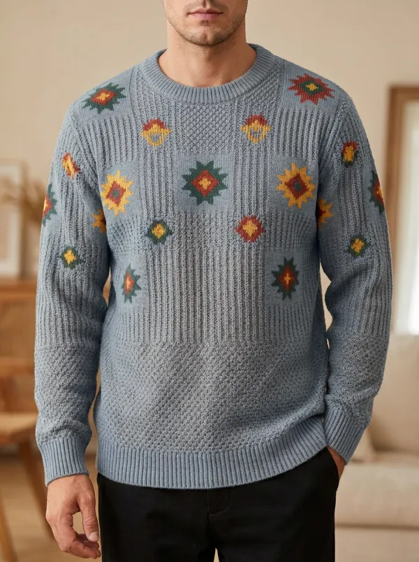 Men's Aztec Geometric Crewneck Sweater