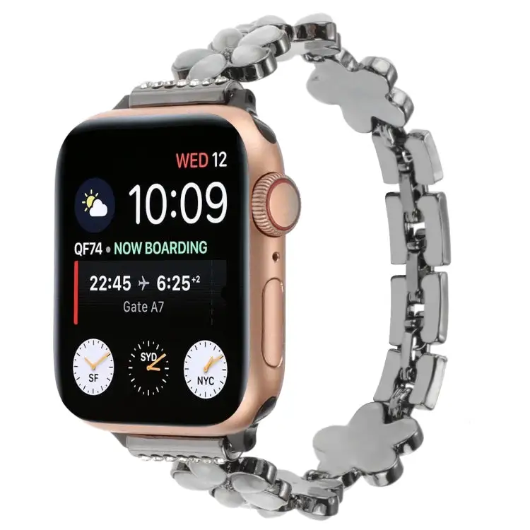 Daily-Wear Floral-Link Zinc Alloy Replacement Smartwatch Band