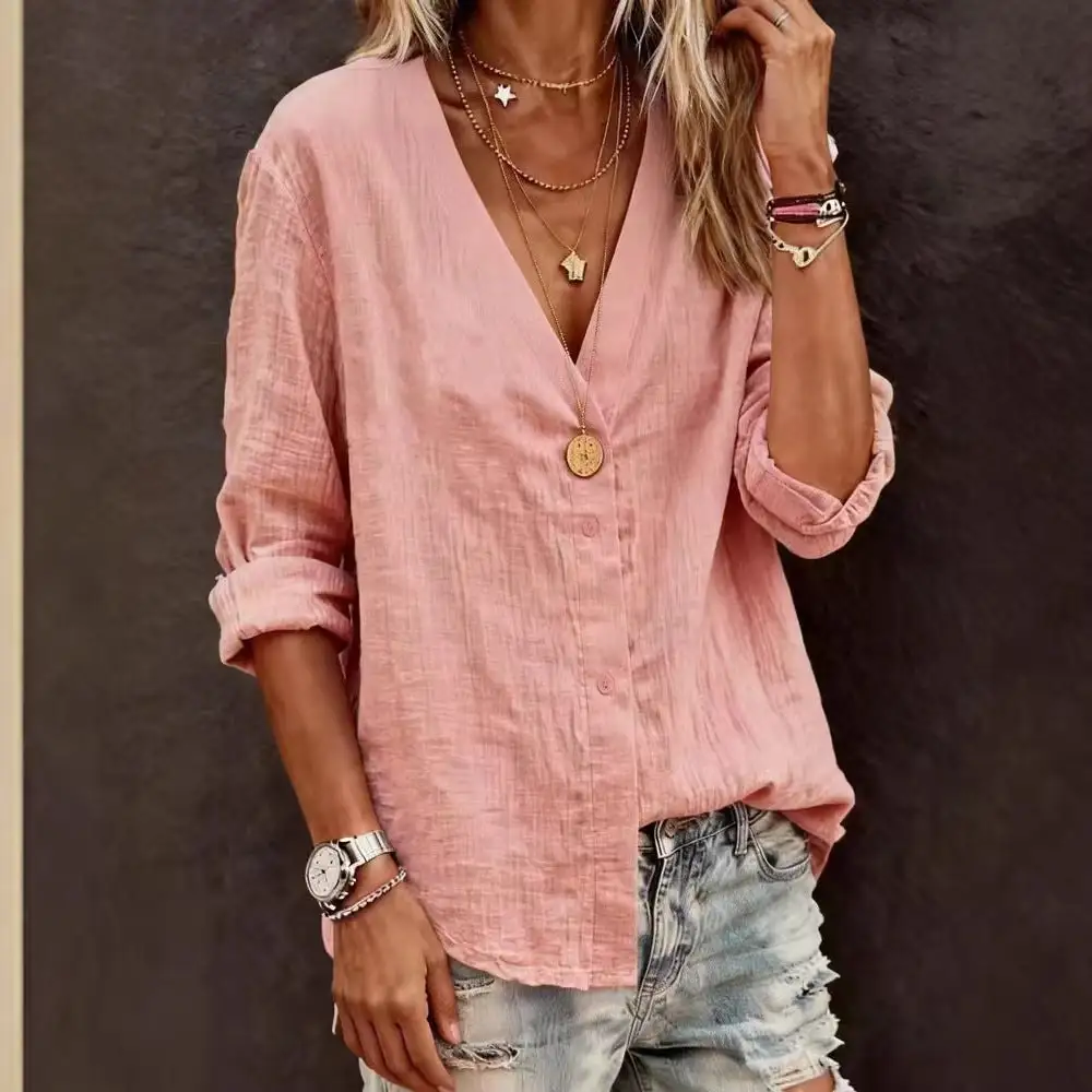 Tailored V-Neck Blouse