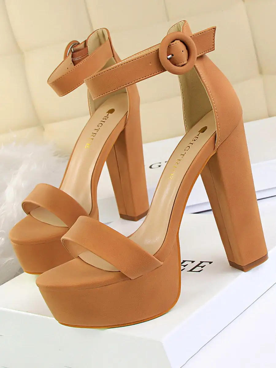 Buckle Peep-Toe Panel Detail Heeled Sandals