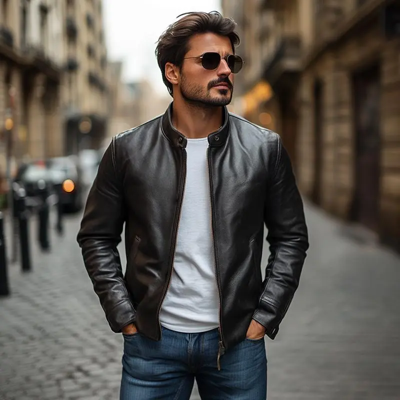 Leather Moto Zip Jacket