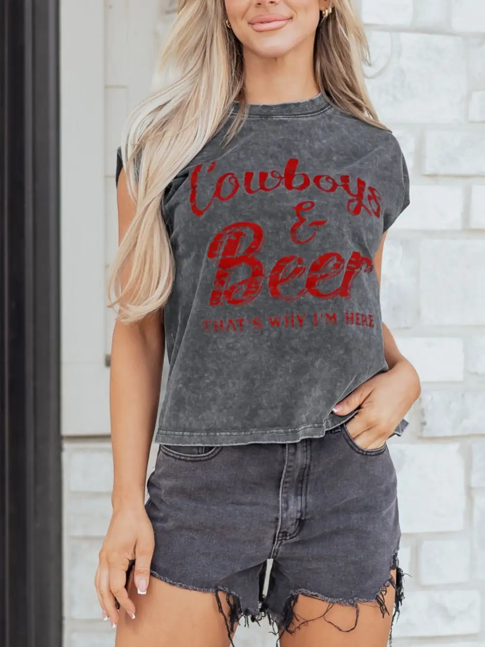Cowboy Beer Western Graphic Mineral Wash Tank