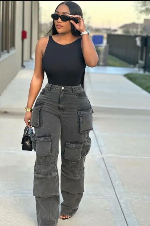 Multi-Pocket Denim Pants