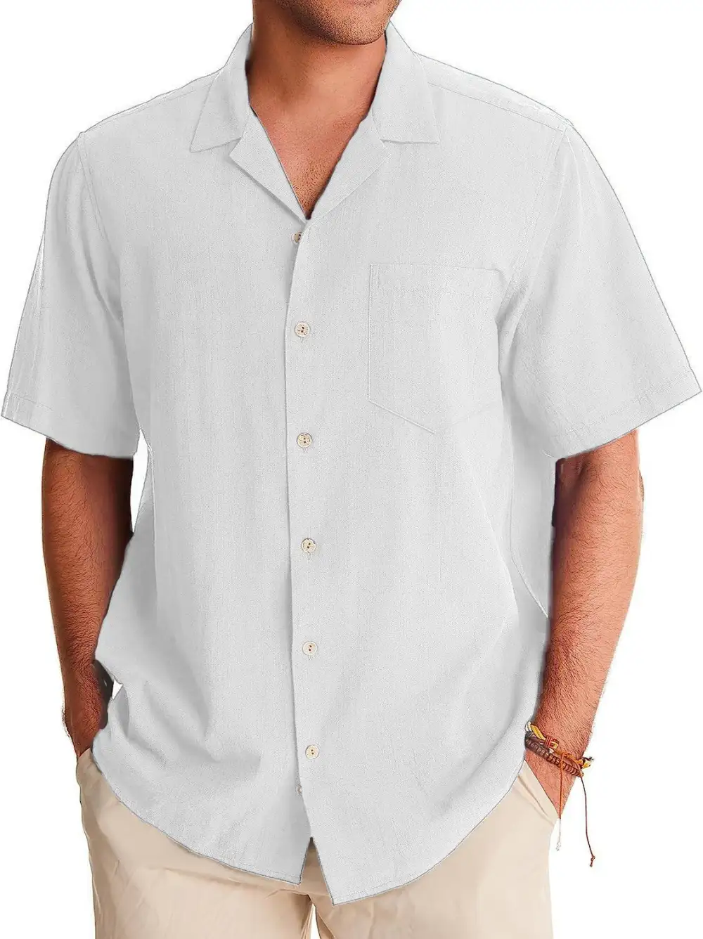 Short Sleeve Open Collar Pocket Shirt