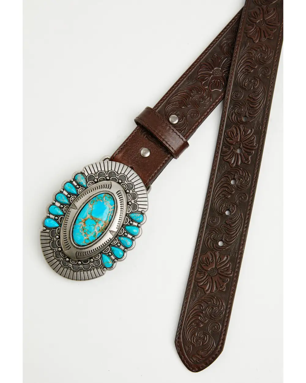 Leather Tooled Embossed Waist Belt