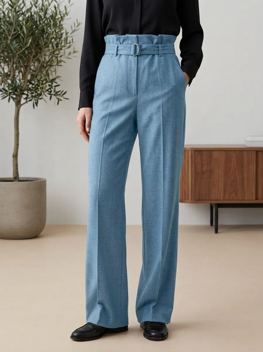 Belted High Rise Wide Leg Pants