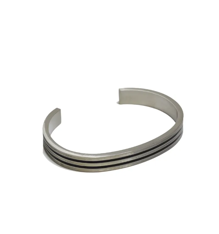 Multi-Striped Steel Cuff Bracelet