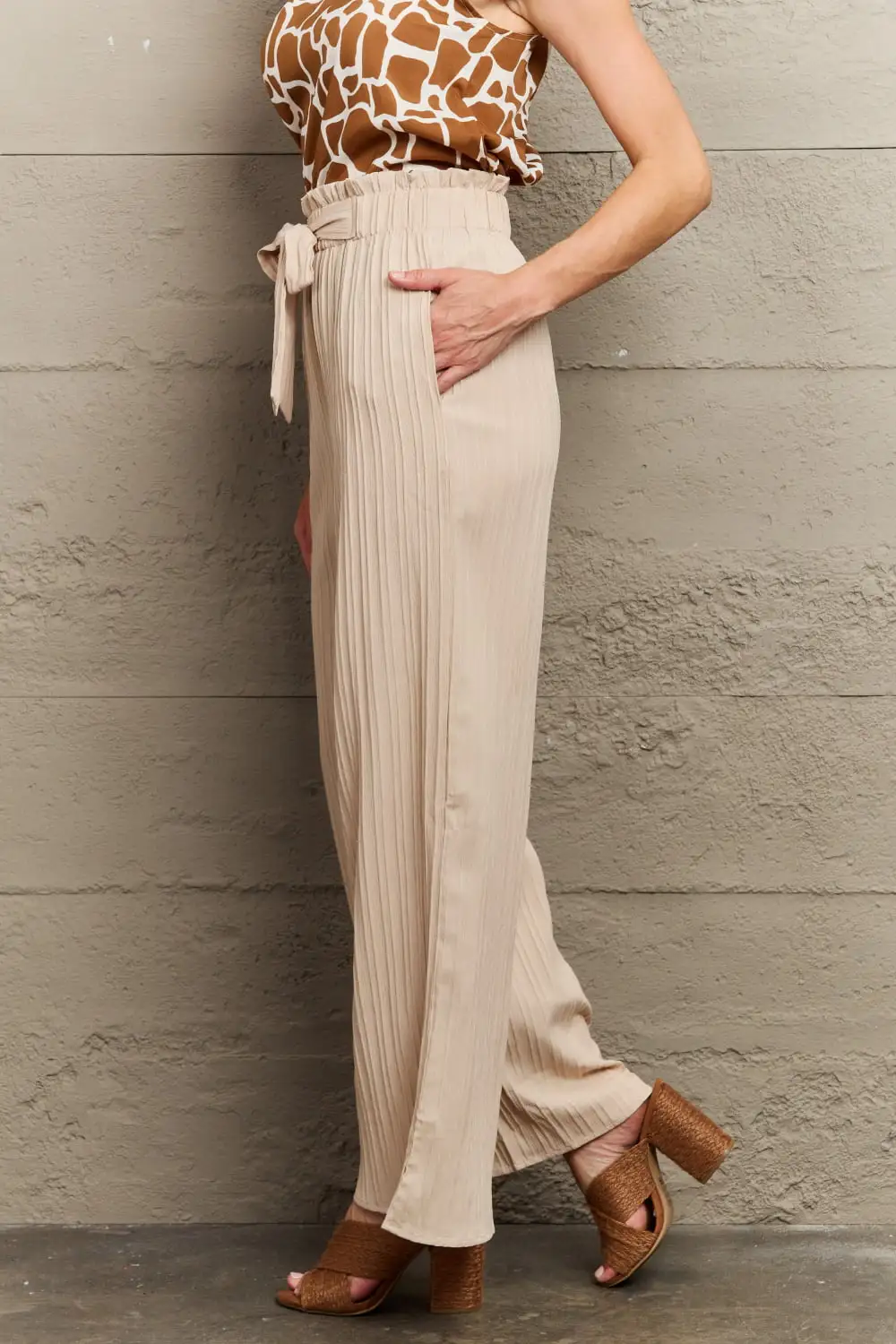 Tie Waist Long Detail Pants