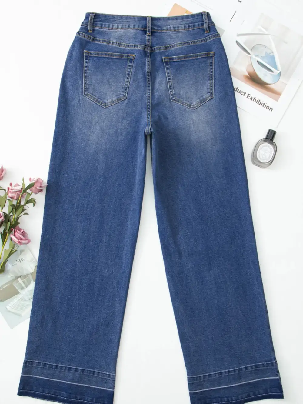 Sharp High Waist Straight Leg Raw Denim Jeans