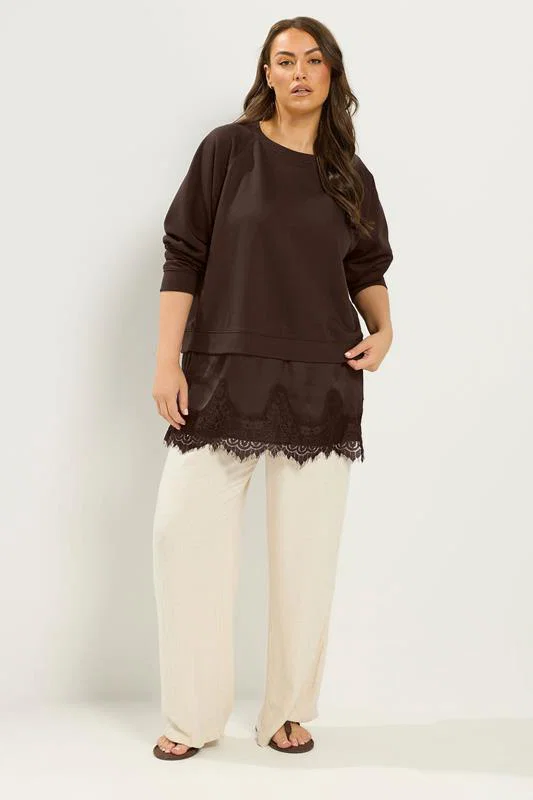 Chocolate Brown Lace 2-In-1 Jumper detail 2