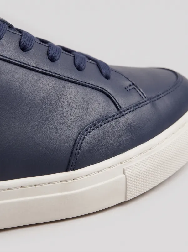 Leather-Panel Low-Top Minimalist Men's Athletic Sneakers