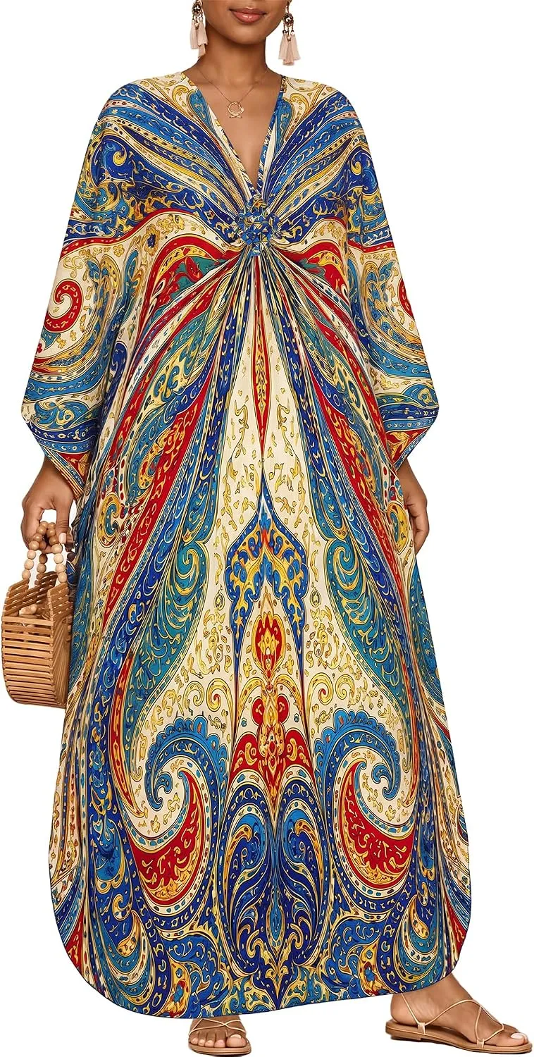Bsubseach Moo Moos for Women Batwing Sleeve Kaftan Dresses with Pockets