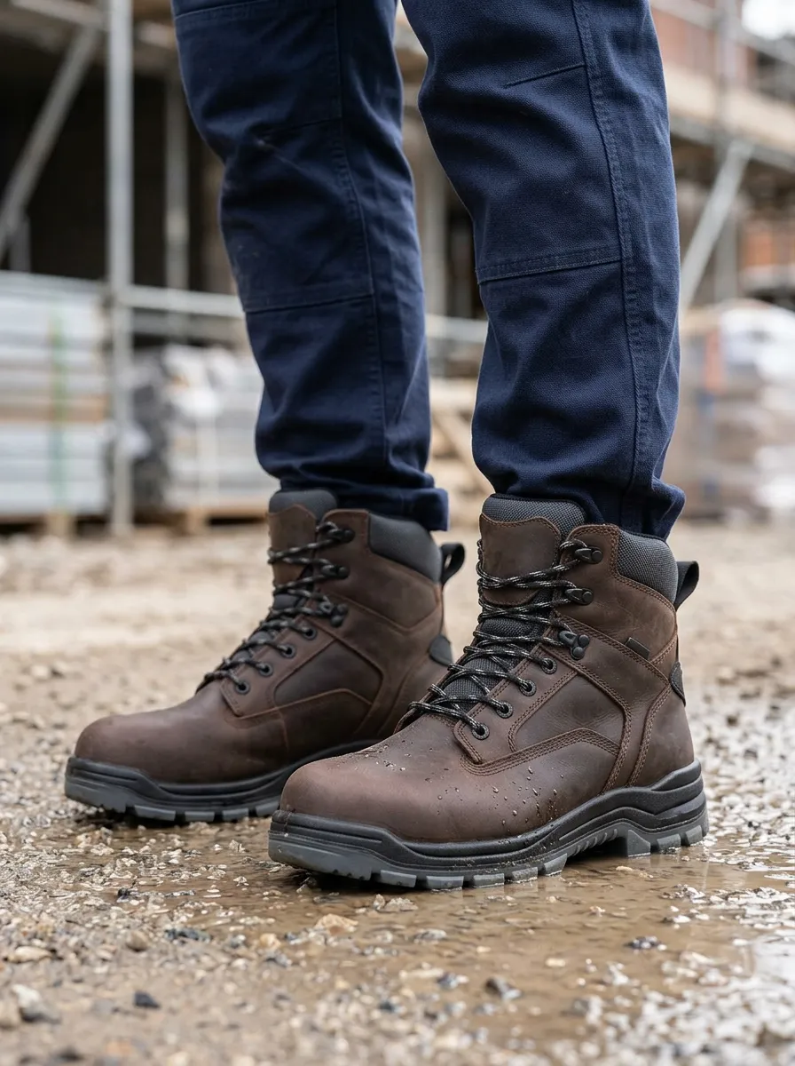Men's Heavy-Duty Inspired Waterproof Construction Graphic Detail Work Boots
