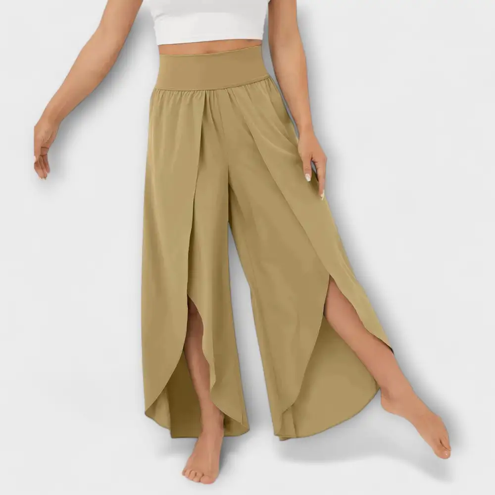 Flared Leg Relaxed Fit Lightweight Trousers