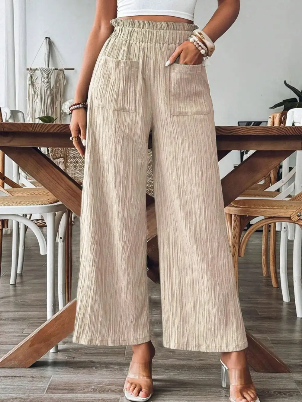 Relaxed Frill Wide Leg Pants