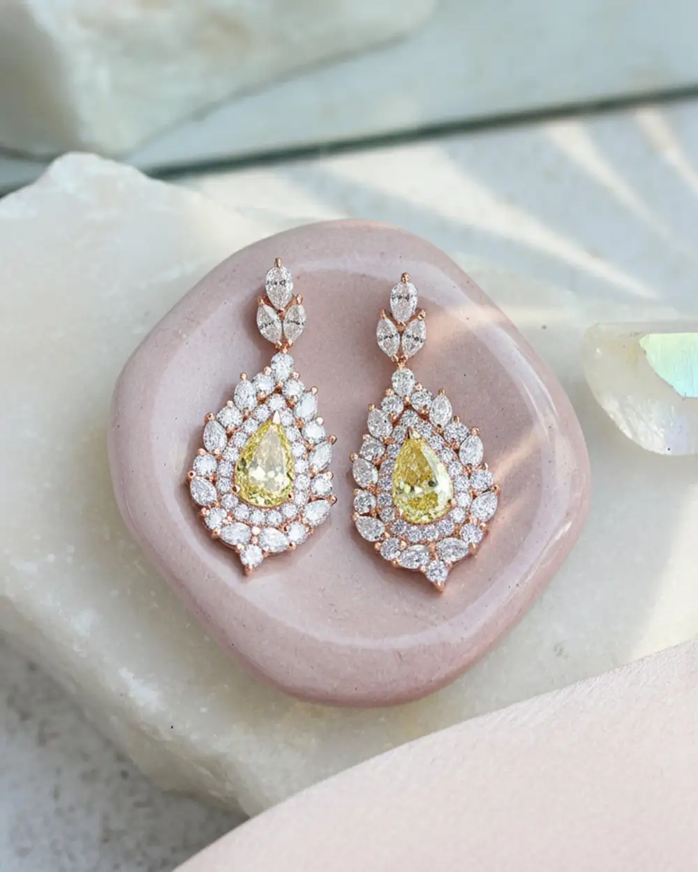 Pear Shape Diamond Double Halo Earrings
