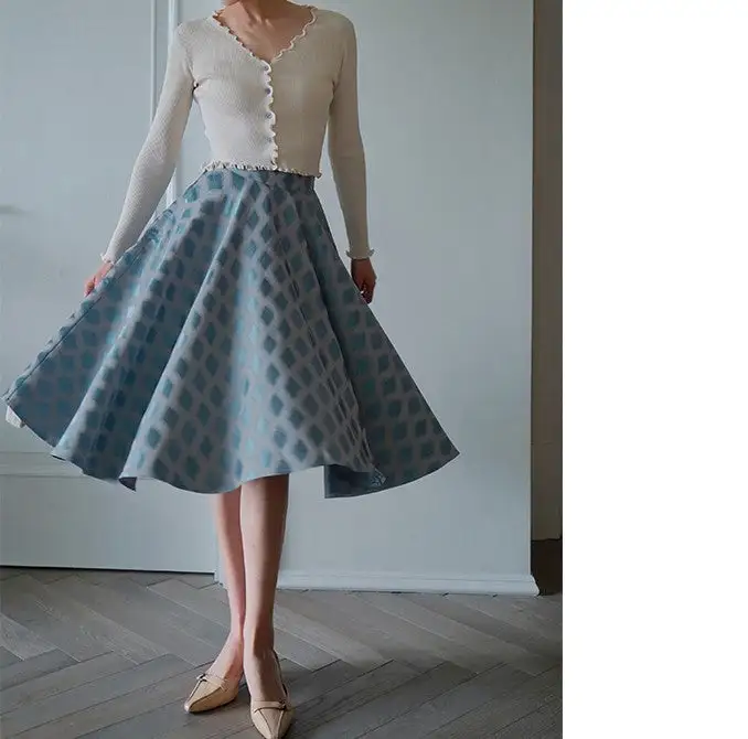 Polished Textured Everyday Casual Polyester Skirt