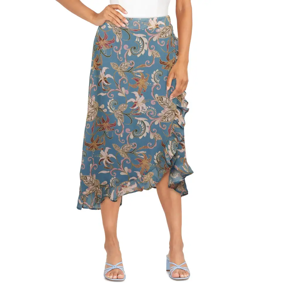 Printed Wrap Rayon Maxi Skirt