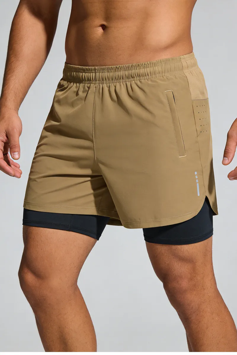 Drawstring Dual Layer Lightweight Athletic Shorts