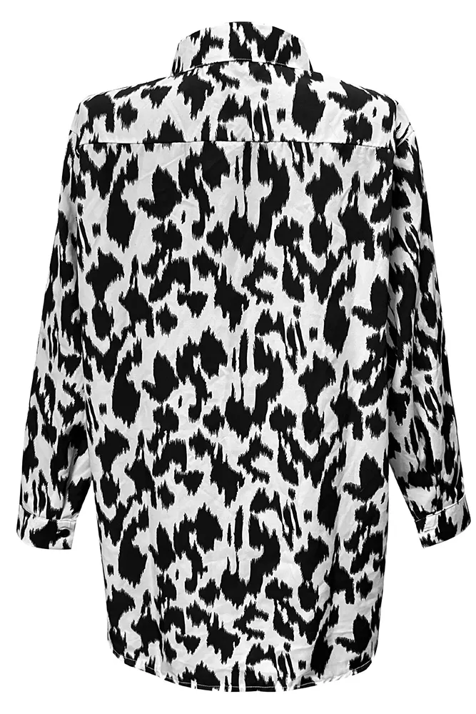 White Leopard Button Down Shirts Shirt