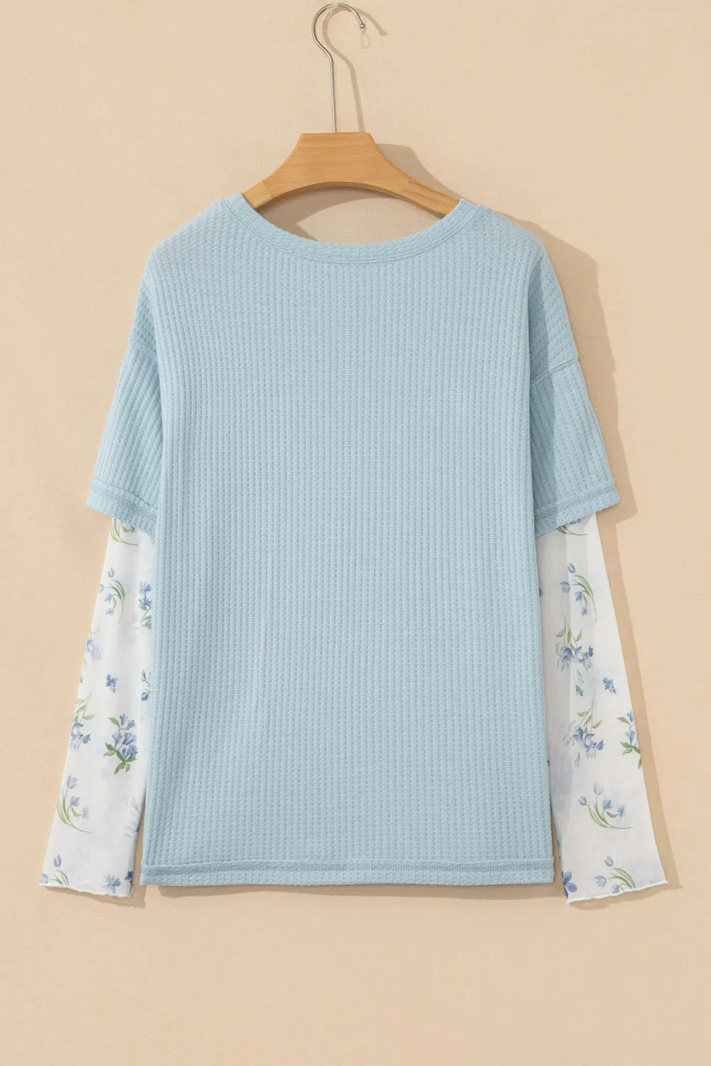 Beau Blue Floral Lace Sleeve Top