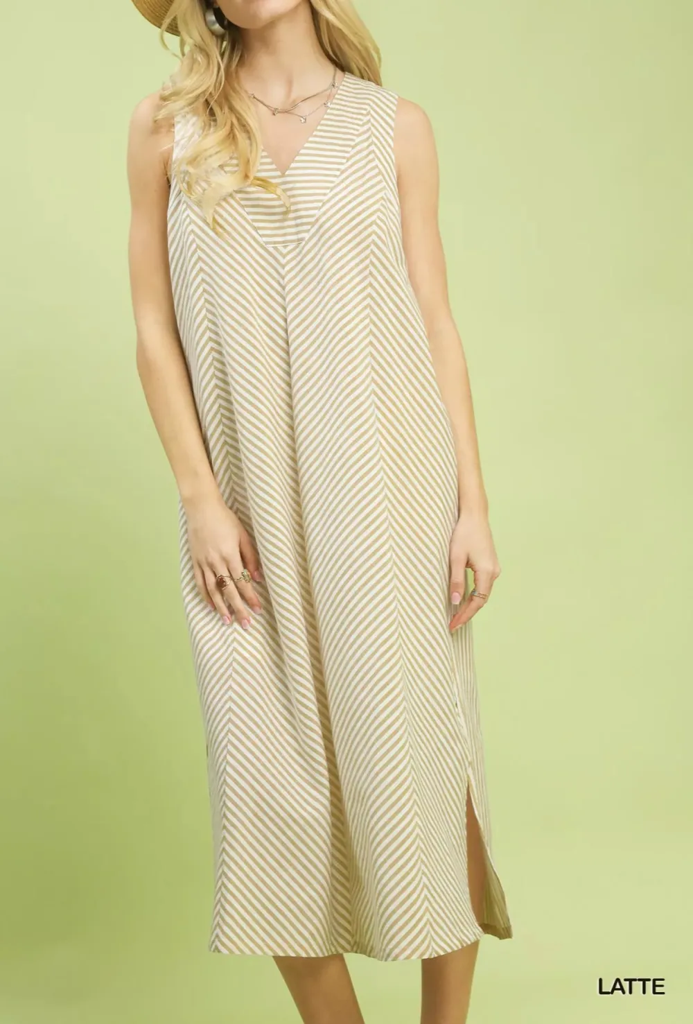 Chevron Sleeveless Midi Dress
