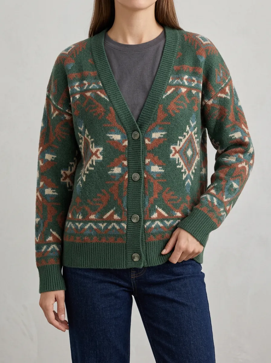 Everyday V Neck Button Front Women's Knitted Cardigan