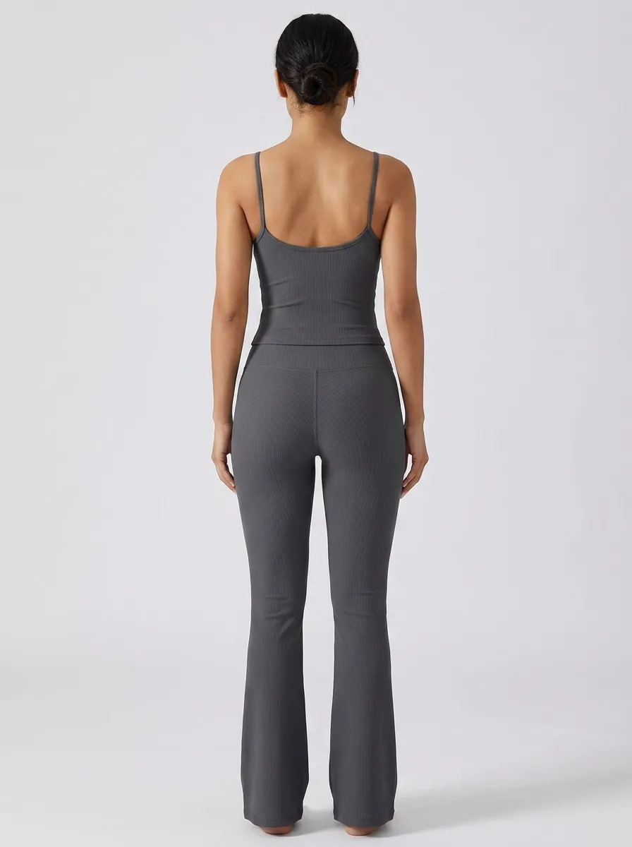 Active Lounge-Look Women's Tank Top Flare Pants Active Set