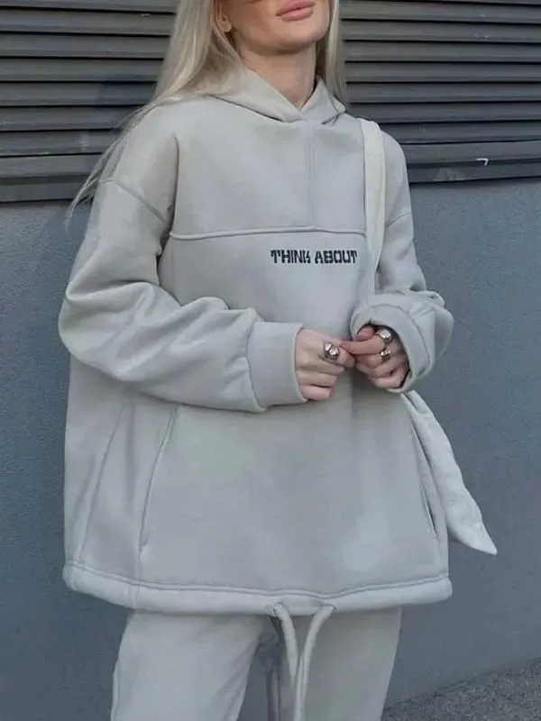 Fashionable hooded printed sweatshirt sports casual suit