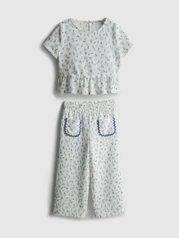 1.5-8yrs | Crinkle Peplum Top and Trousers Set