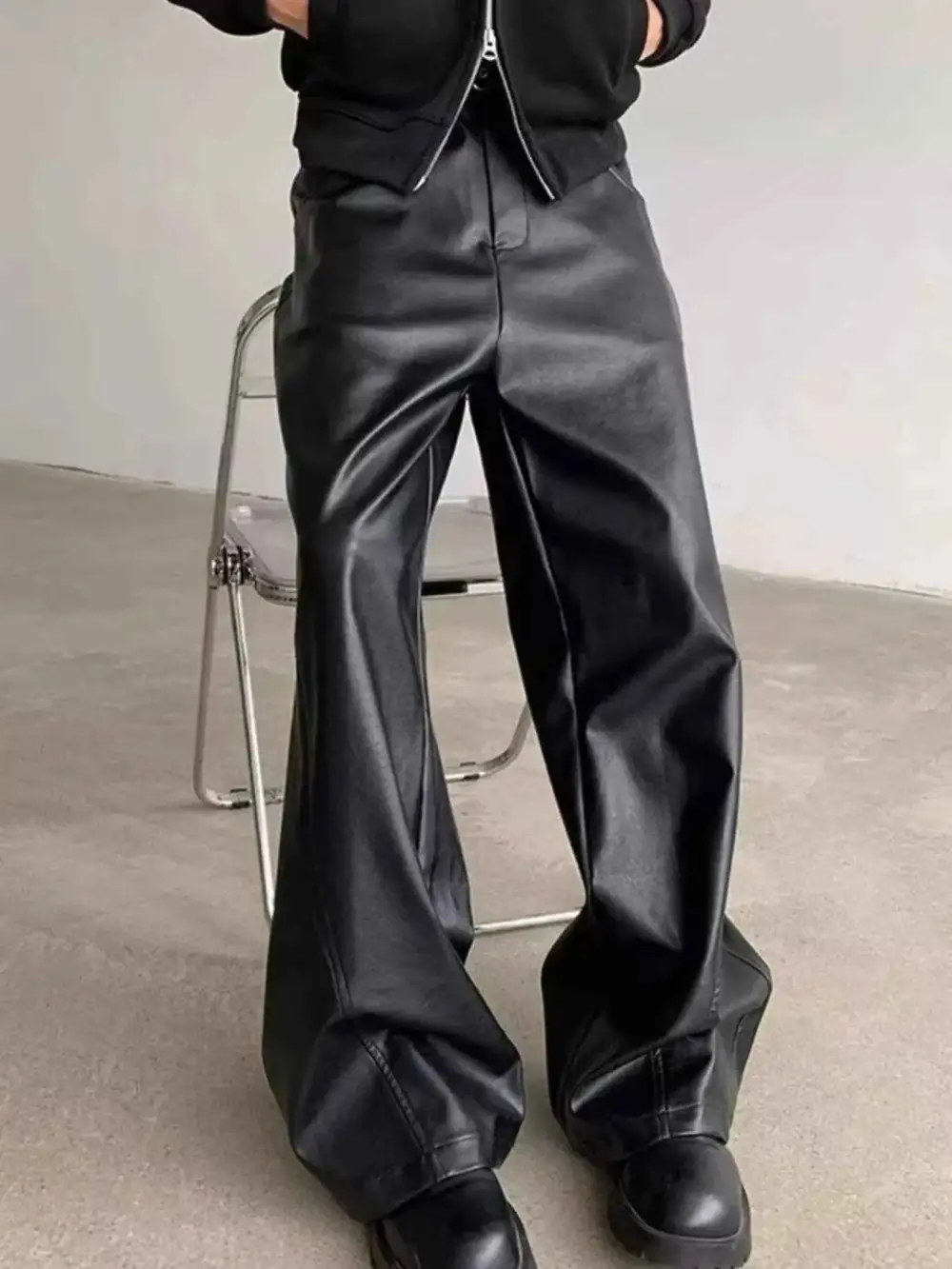Leather Wide-Leg Pants