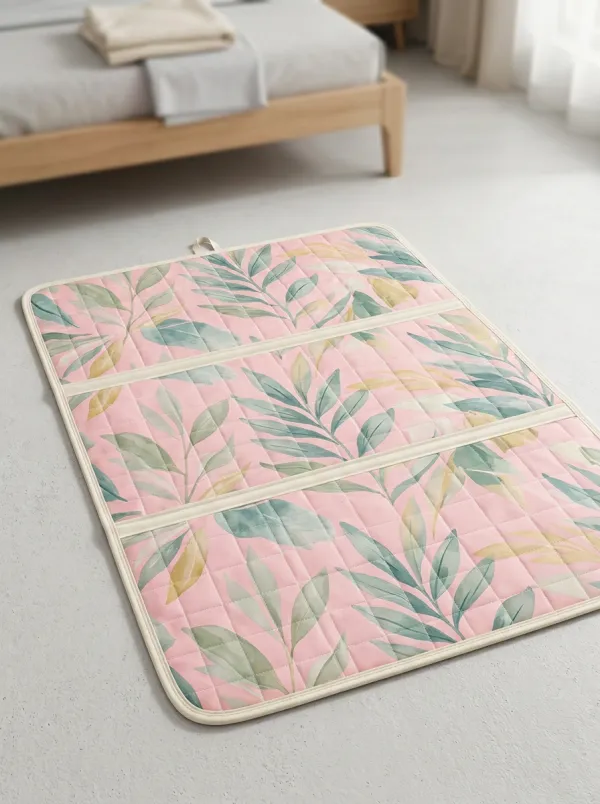 Botanical Nature Lover Watercolor Leaf Pattern Cooling Mat