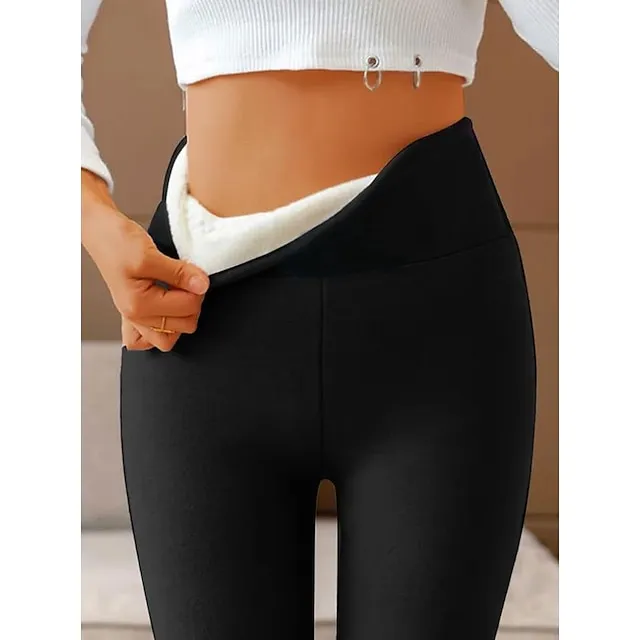 3Pack Women's Fleece Pants Tights Leggings Fleece lined  High Waist Tights Casual / Sporty Athleisure Weekend Yoga Micro-elastic Ankle-Length Tummy Control