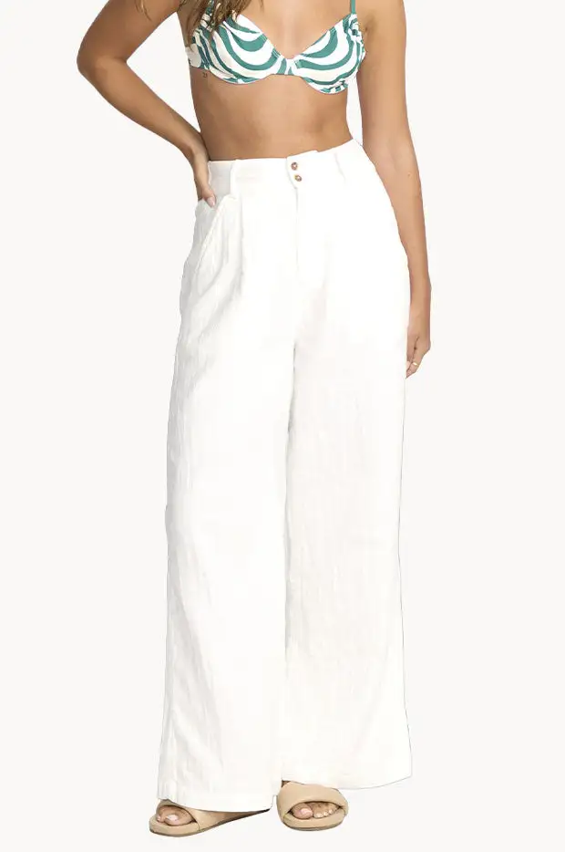 Tailored Slub Wide Leg Pants