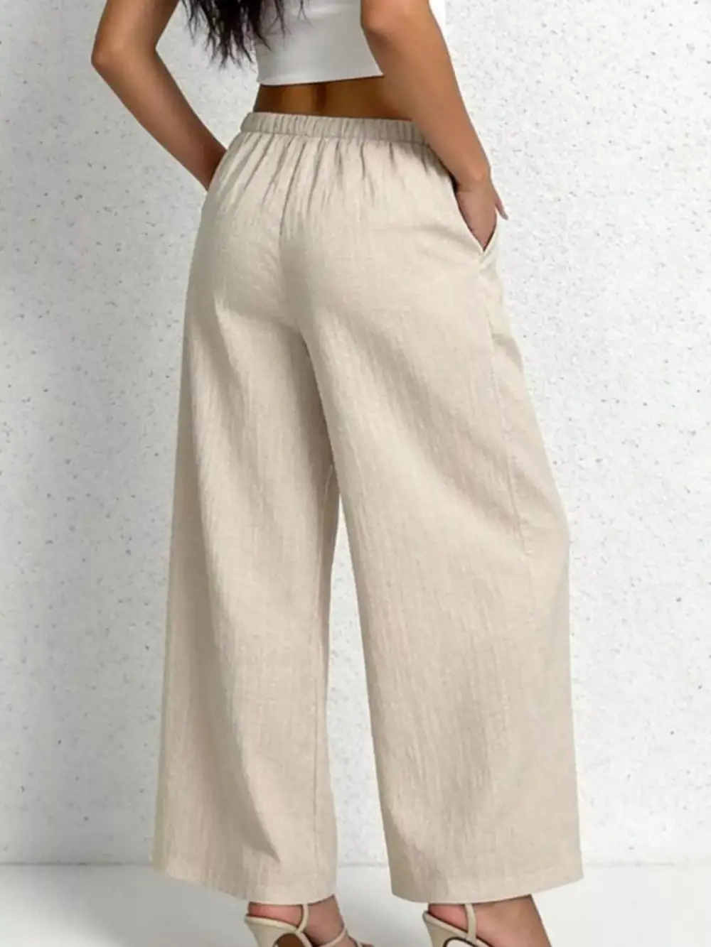 Soft Casual Drawstring Wide Leg Pants