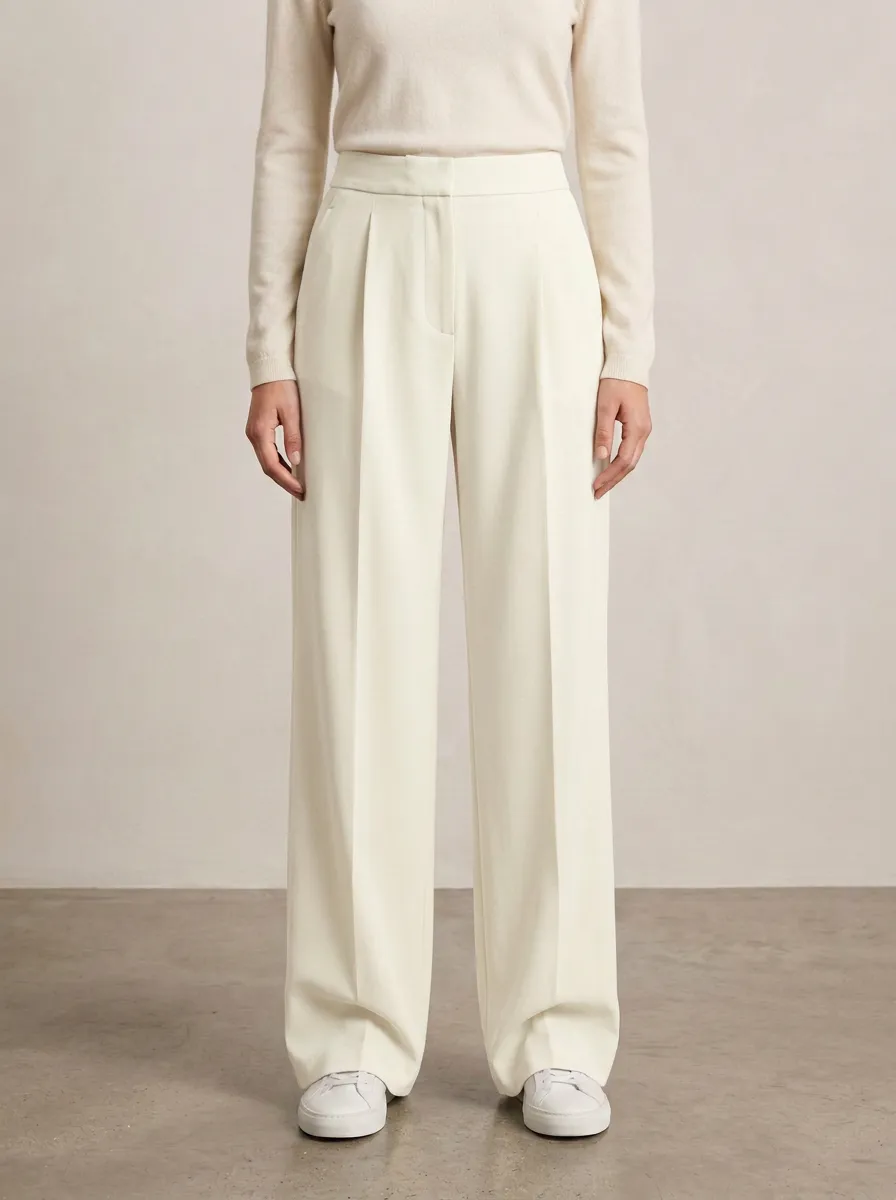 Modern Silhouette Pleated Wide-Leg Trousers