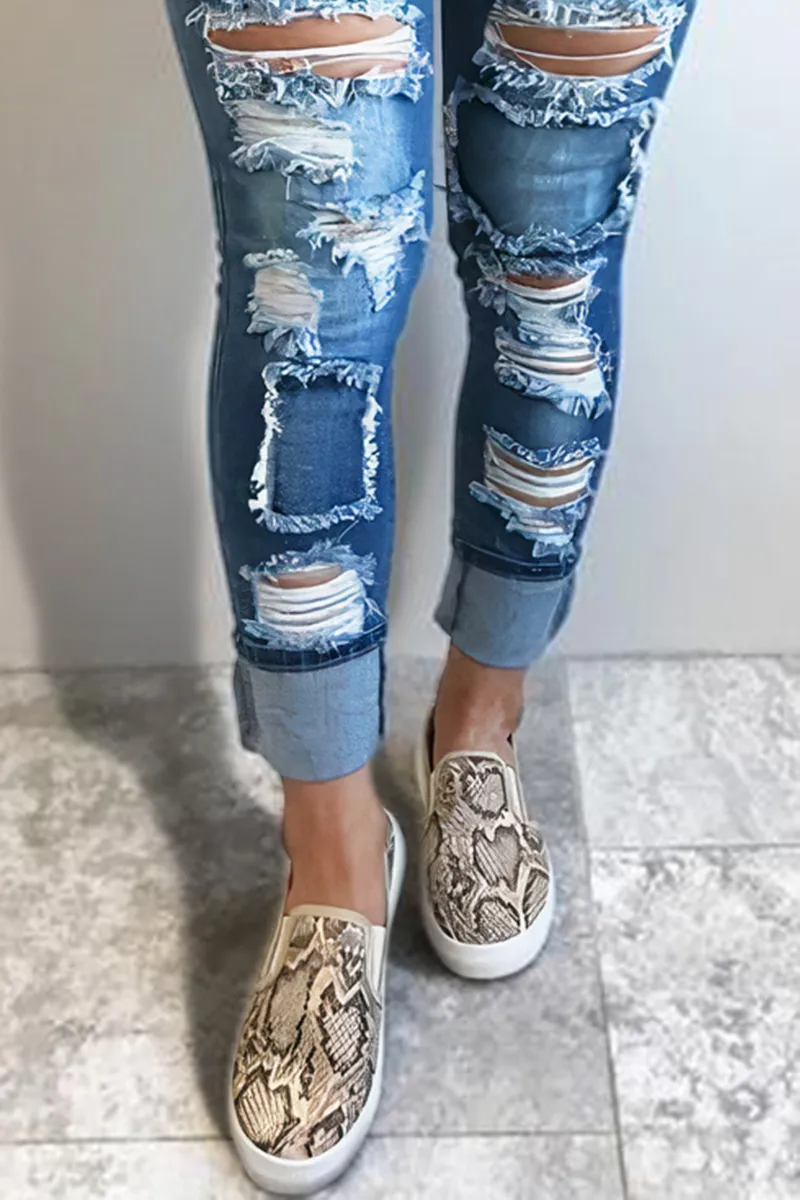 Ripped Low Waist Skinny Jeans