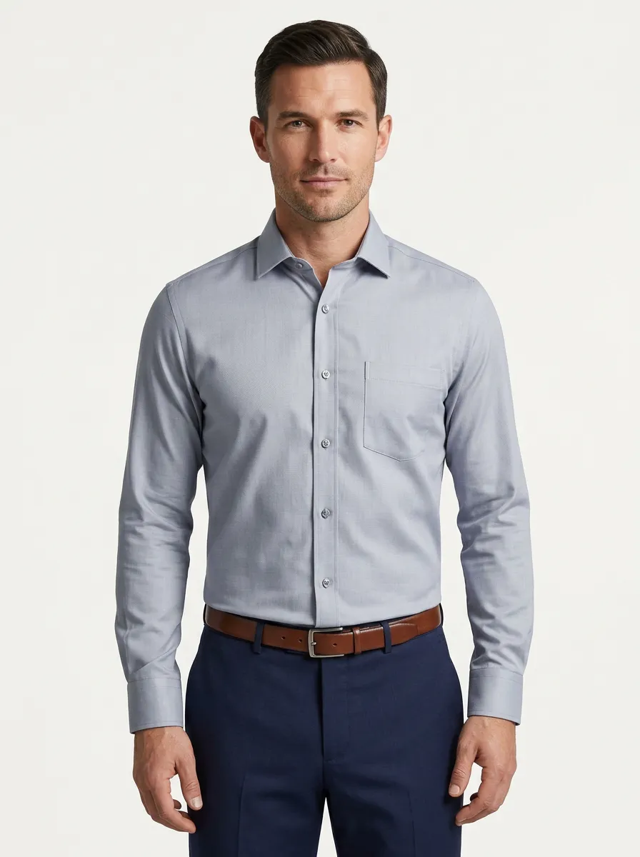 Men's Button-Down Solid Dress Shirt
