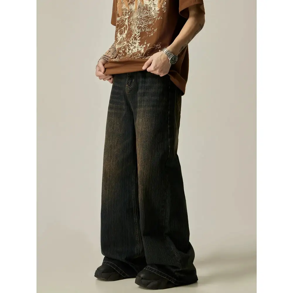 Ultra-Wide Washed Jeans