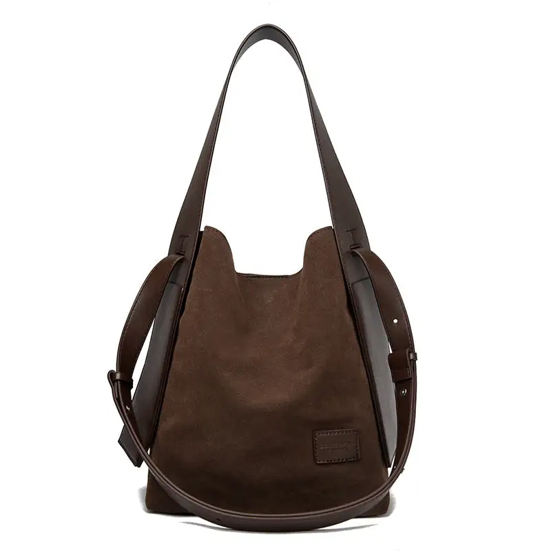 Structured Commuter Suede Tote Bag