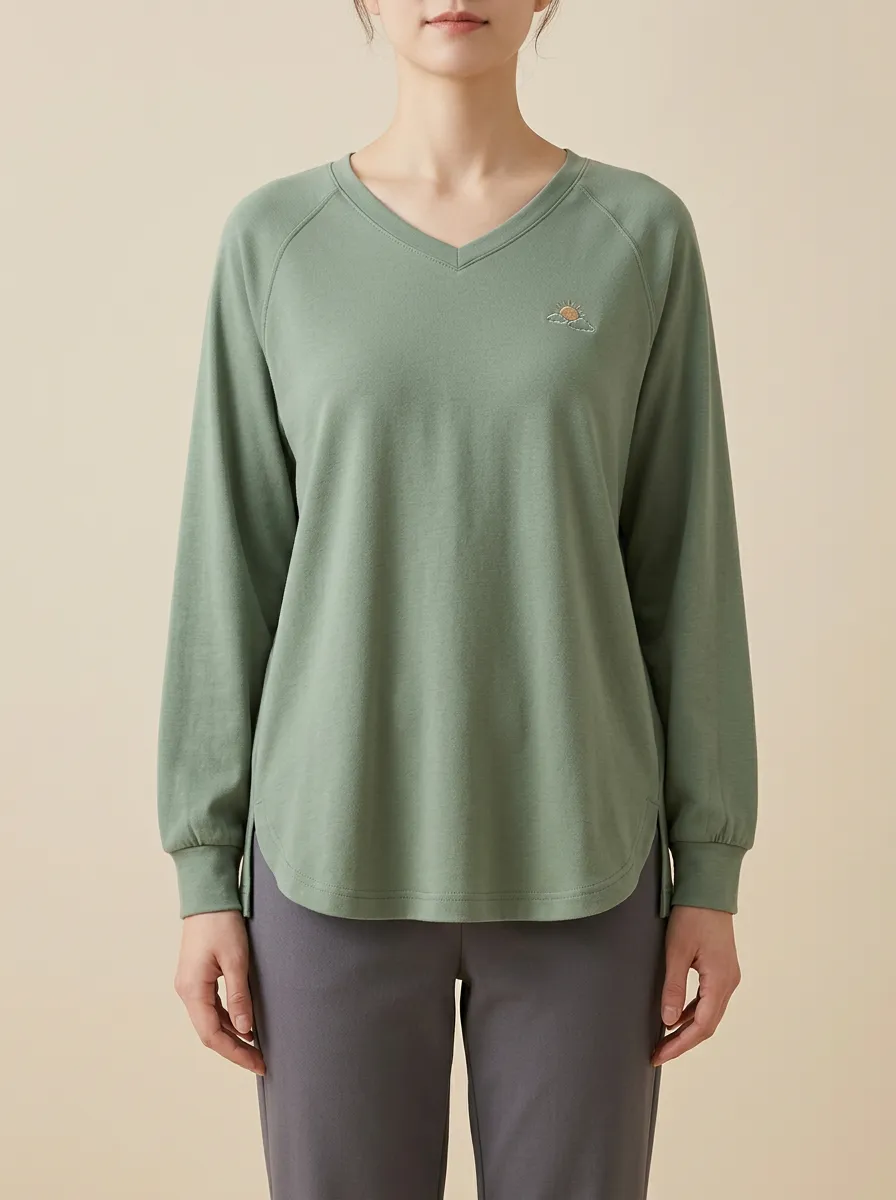 Women's V-Neck Raglan Long-Sleeve Top