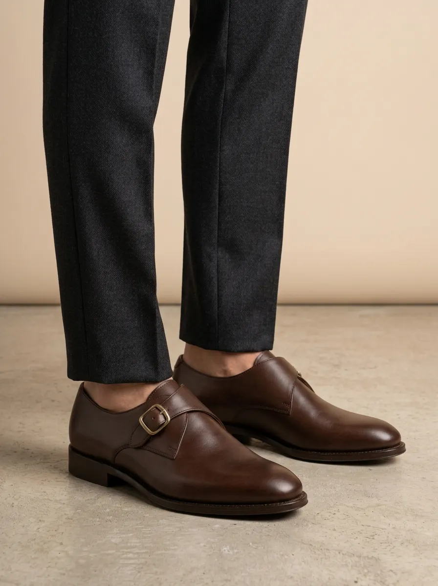 Men's Everyday Classic Business Leather Single Monk Strap Shoes