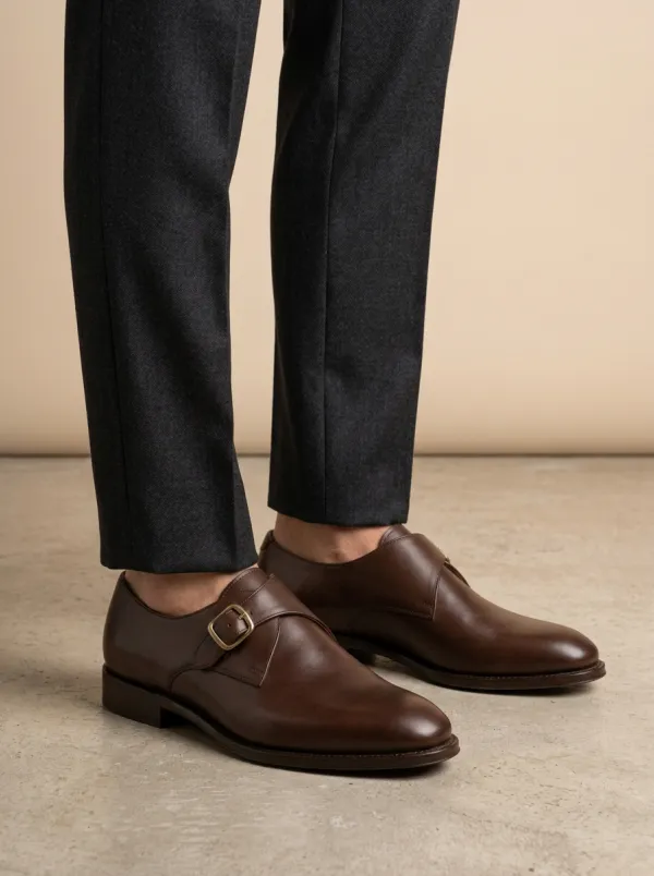 Men's Everyday Classic Business Leather Single Monk Strap Shoes